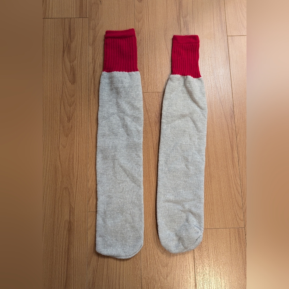 Grey and Red Crew Socks